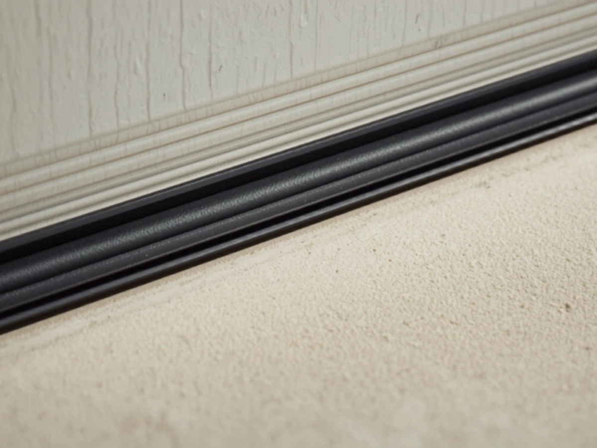 Garage door bottom weather seal meeting a concrete floor