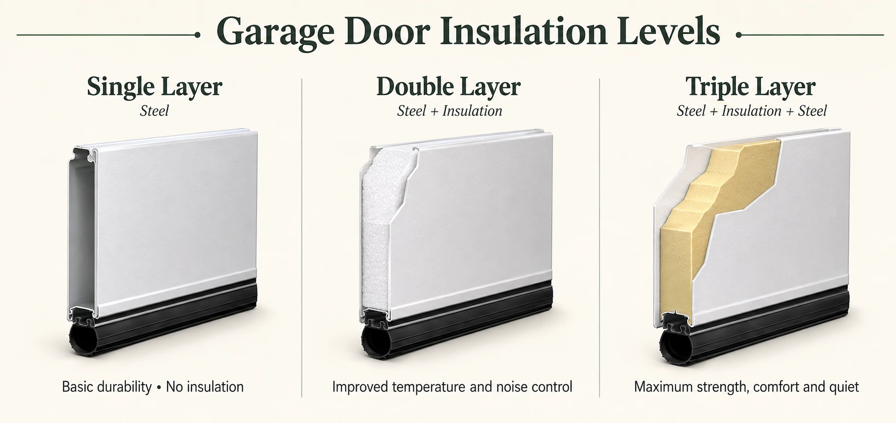 Illustrated comparison of single, double and triple-layer doors