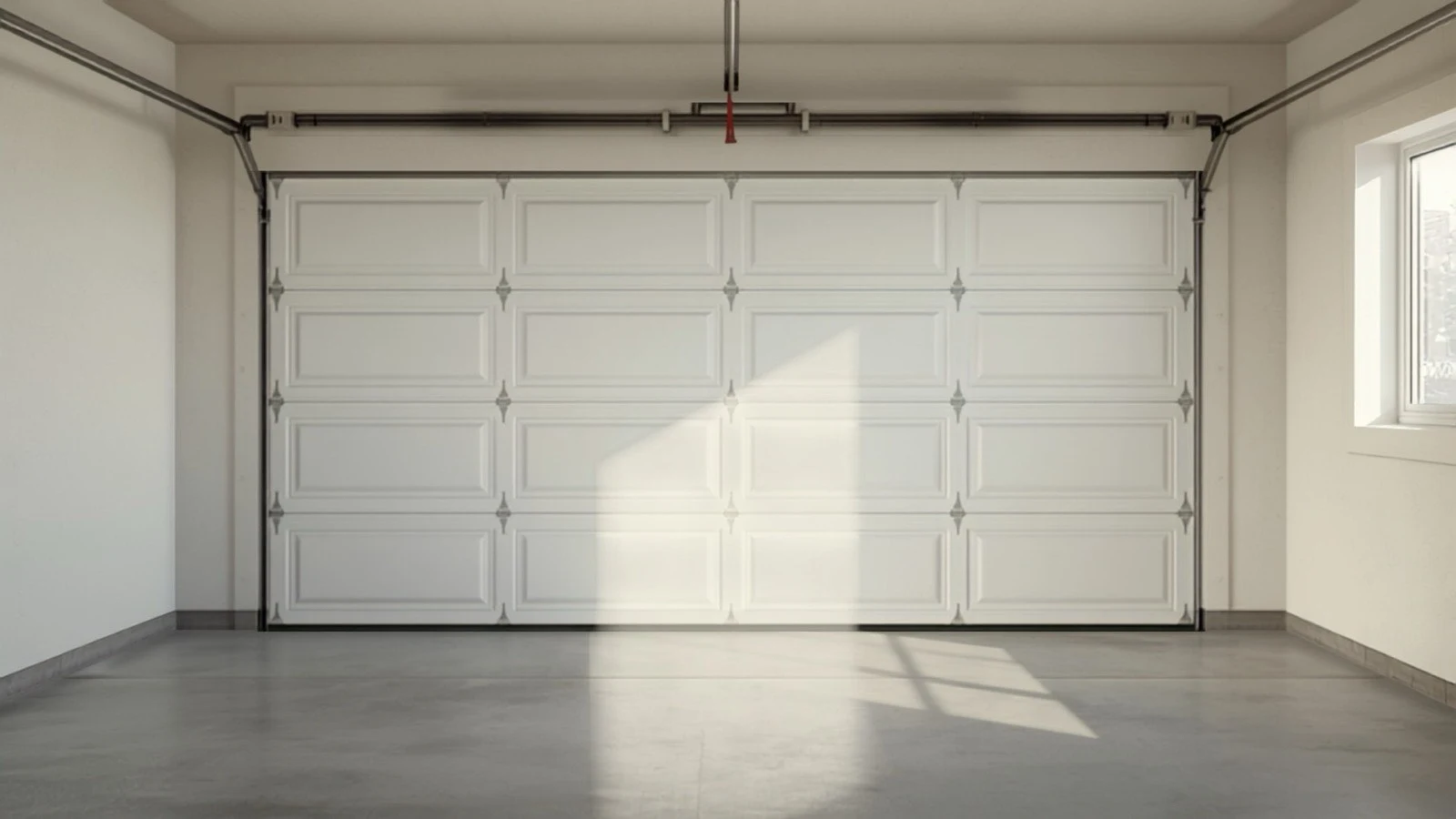 Interior view of a garage door being evaluated for insulation