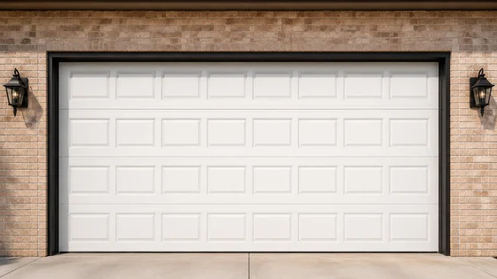 Traditional white raised-panel garage door