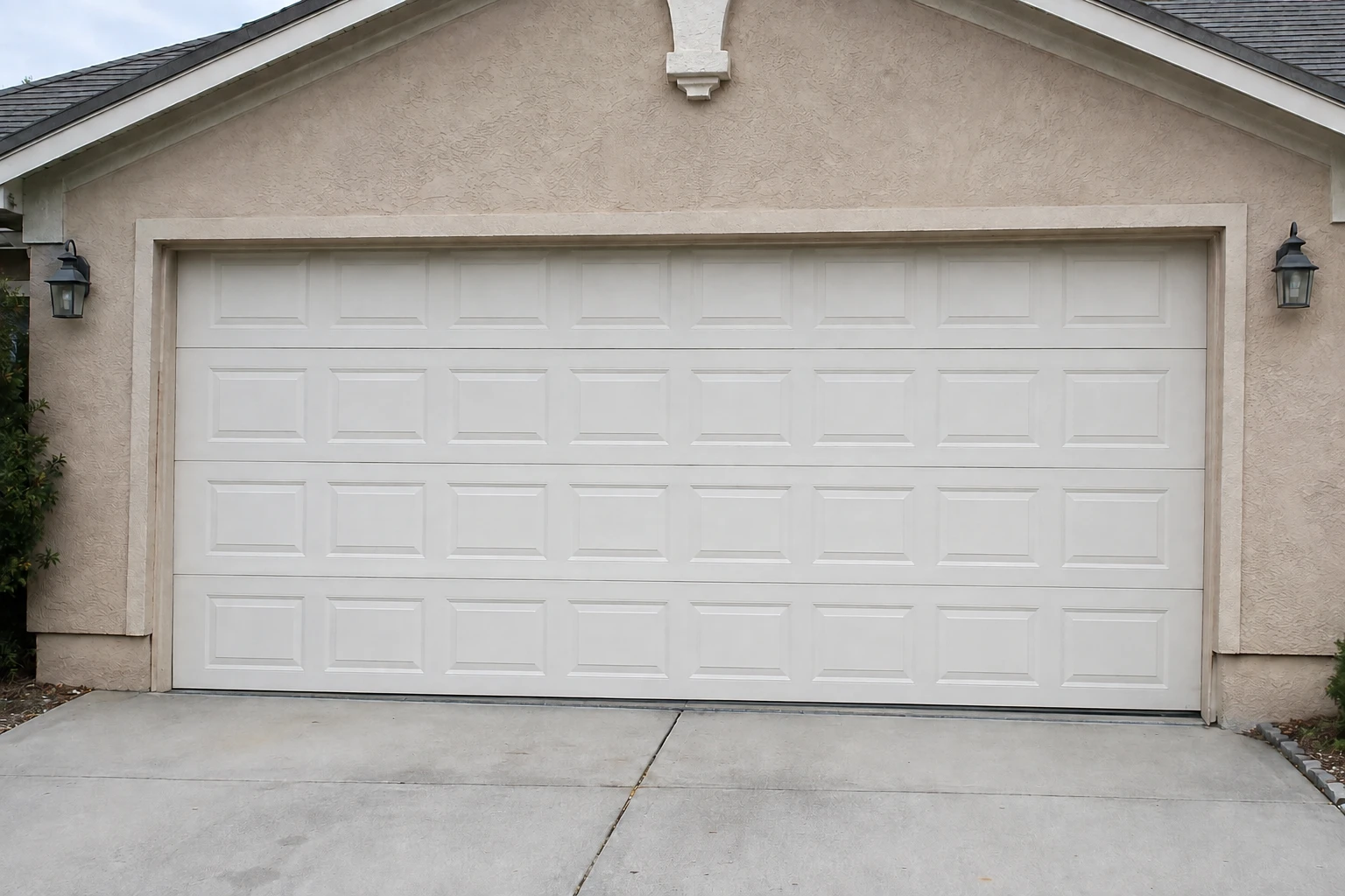White garage door back on track after repair
